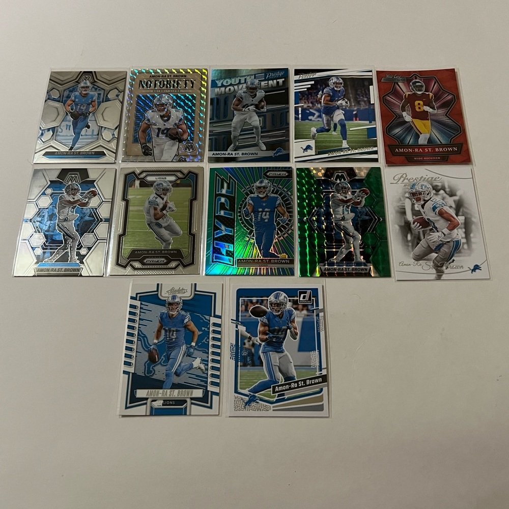 Amon-Ra St. Brown Lot of 12 NFL Football Trading Cards Detroit Lions WR 🔥🏈